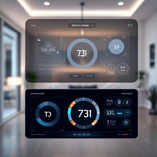 Smart home dashboard showing integrated lights, thermostat, and security devices in modern USA home